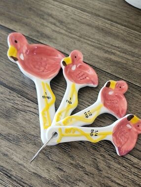 Ceramic Flamingo Measuring Spoon Set - Pink